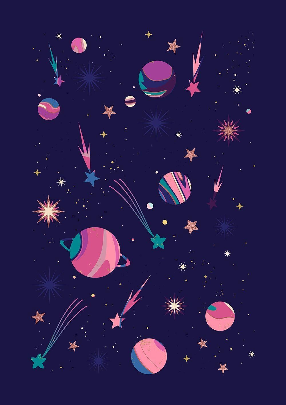 Carly Watts, Illustration, Süßigkeiten, Galaxie, Komet, 1000x1420 HD Handy