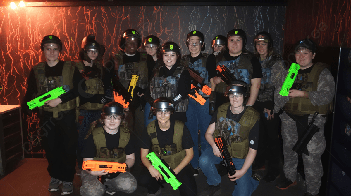 Laser Tag Gruppe, Paintball, Daumen hoch, Waffen, 1200x680 HD Desktop