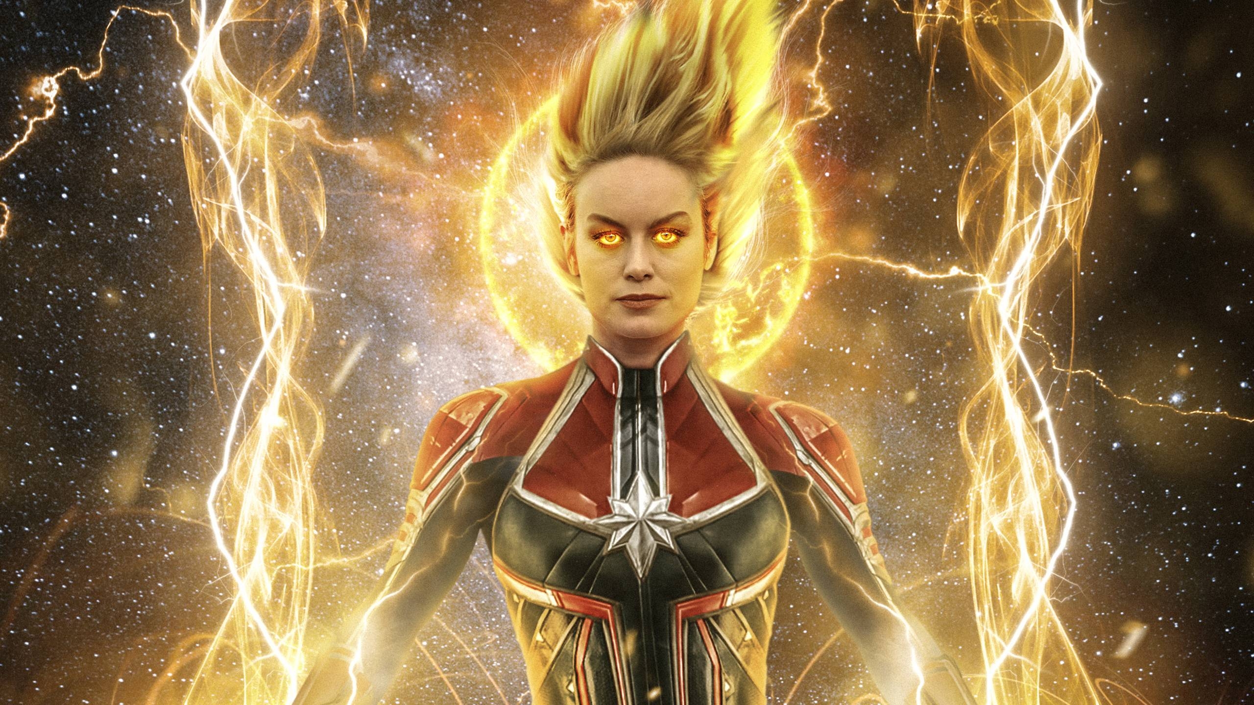 Brie Larson, Captain Marvel, Superheldin, Schauspielerin, Bild, 2560x1440 HD Desktop