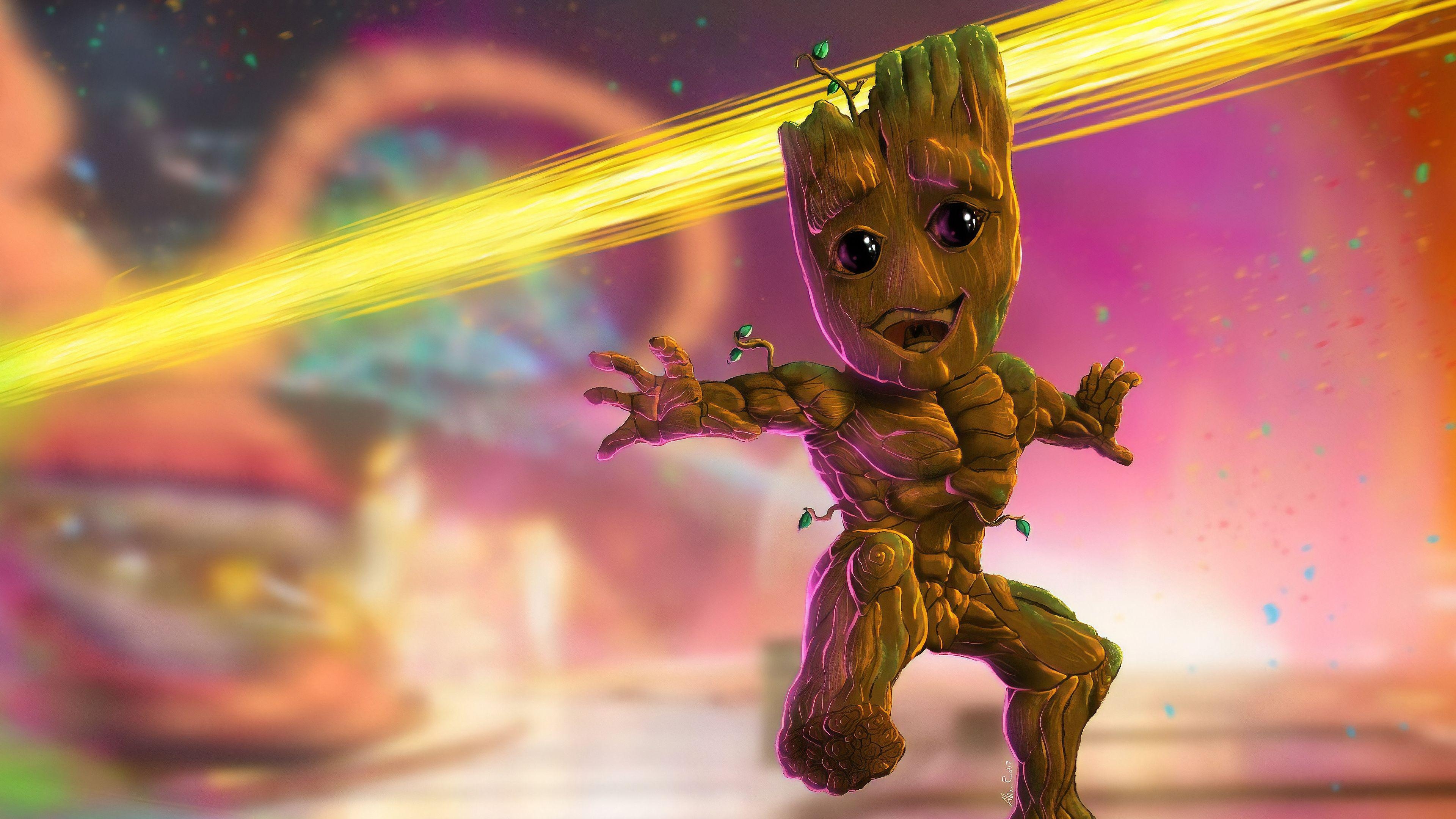 Baby Groot, Kunstwerk, 4K, Marvel, Film, 3840x2160 4K Desktop