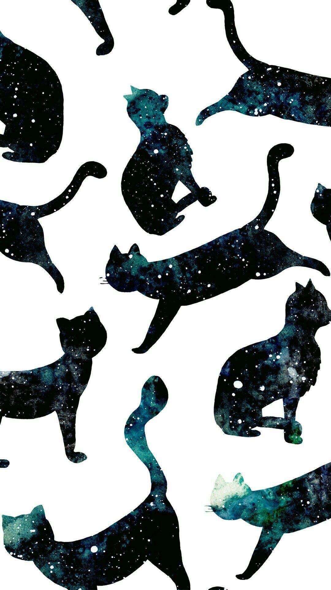 Galaxie Katze, Neko Wand, Bild, Fantasie, Universum, 1080x1920 Full HD Handy