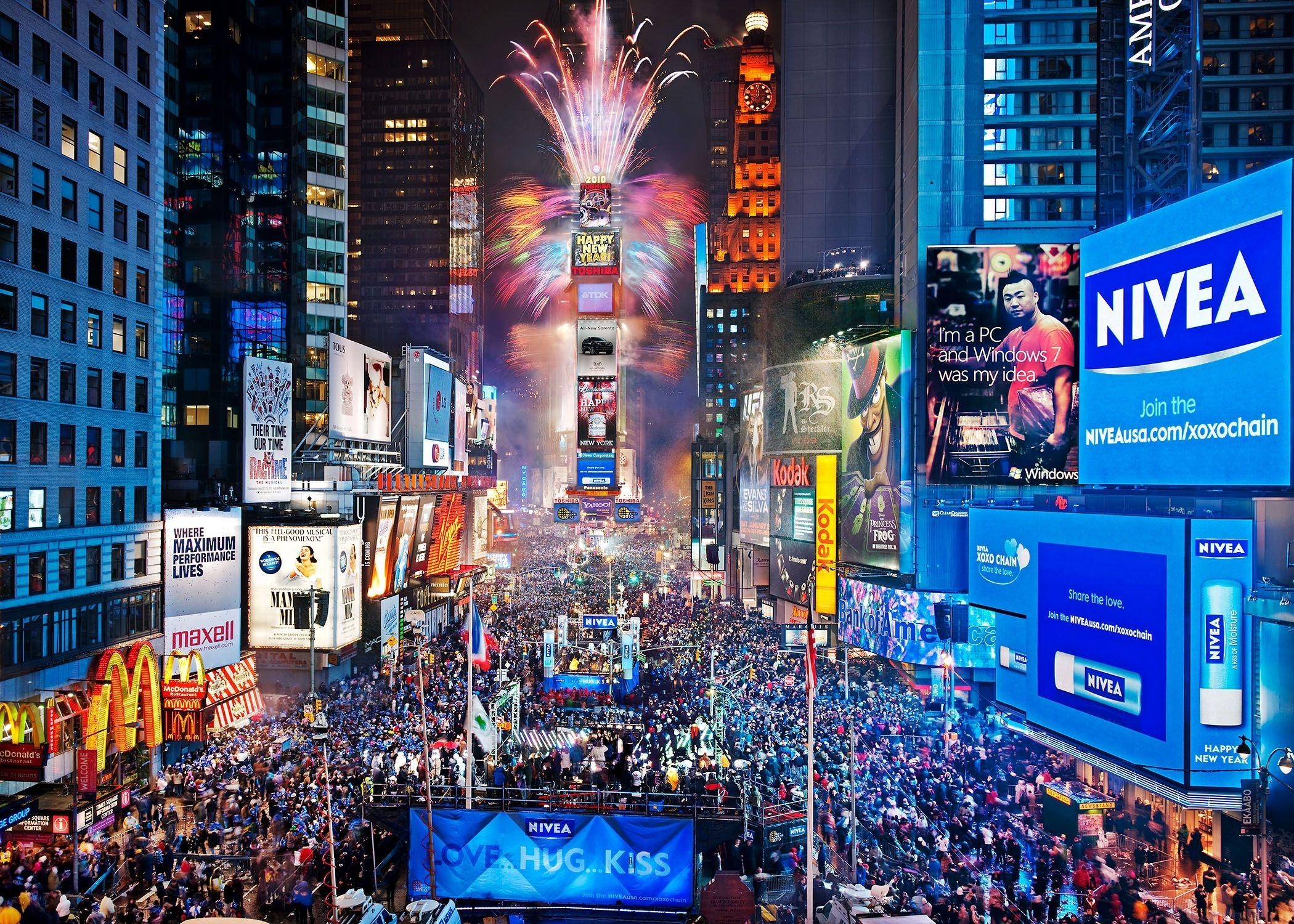 New York, Times Square, Neonlichter, Verkehr, Menschenmenge, 2100x1500 HD Desktop