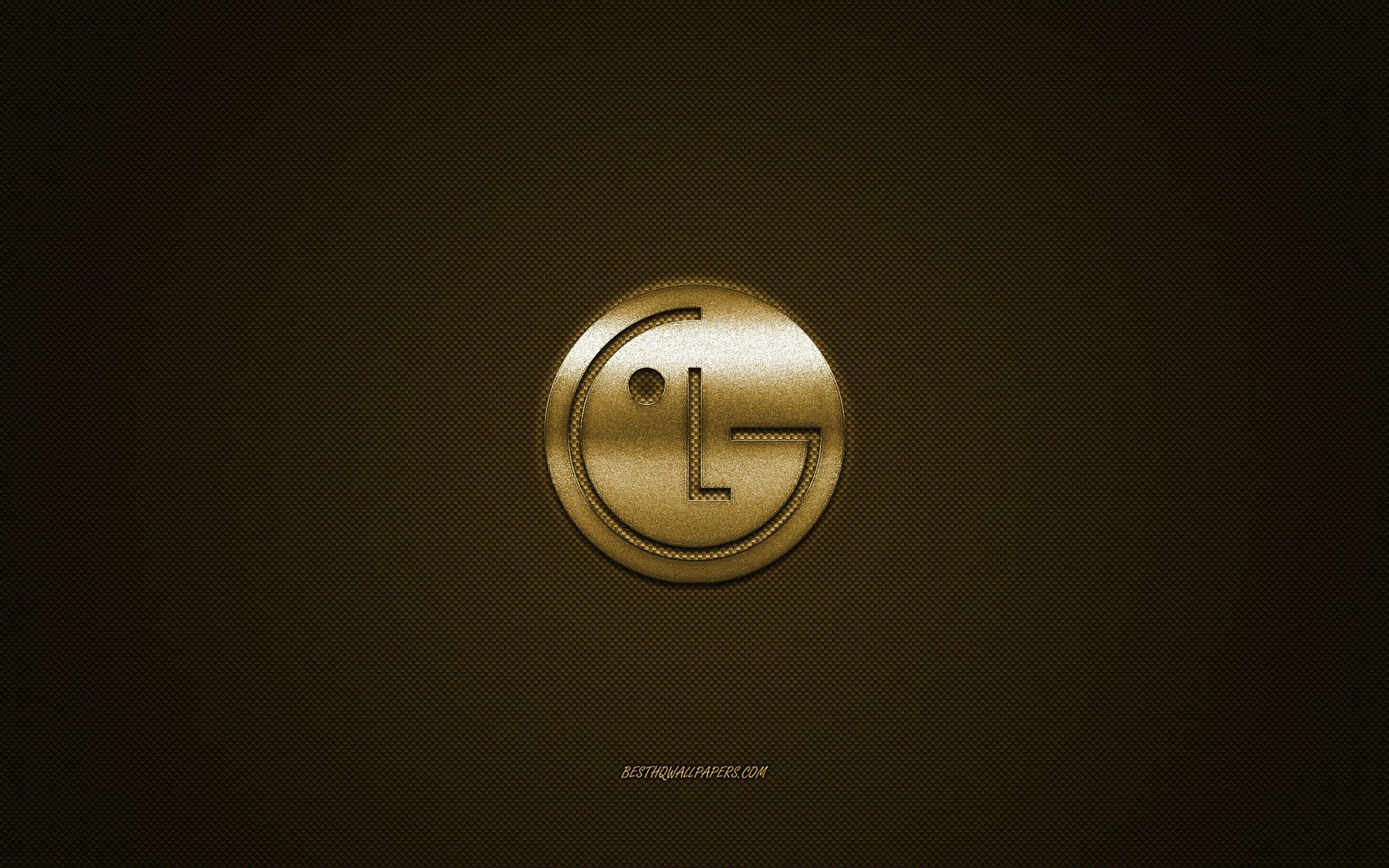 LG Logo, gold glänzend, Metall Emblem, Herunterladen, 2560x1600 HD Desktop