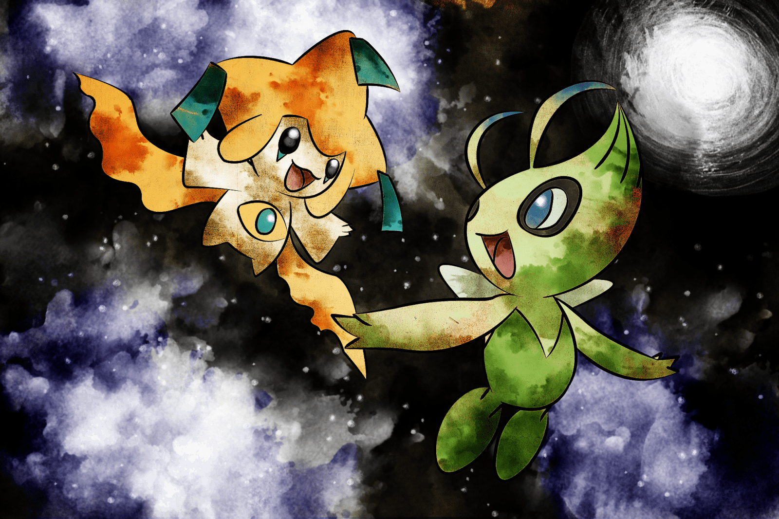 Celebi, Jirachi, Pokémon, Pixie, Anime, 1600x1070 HD Desktop