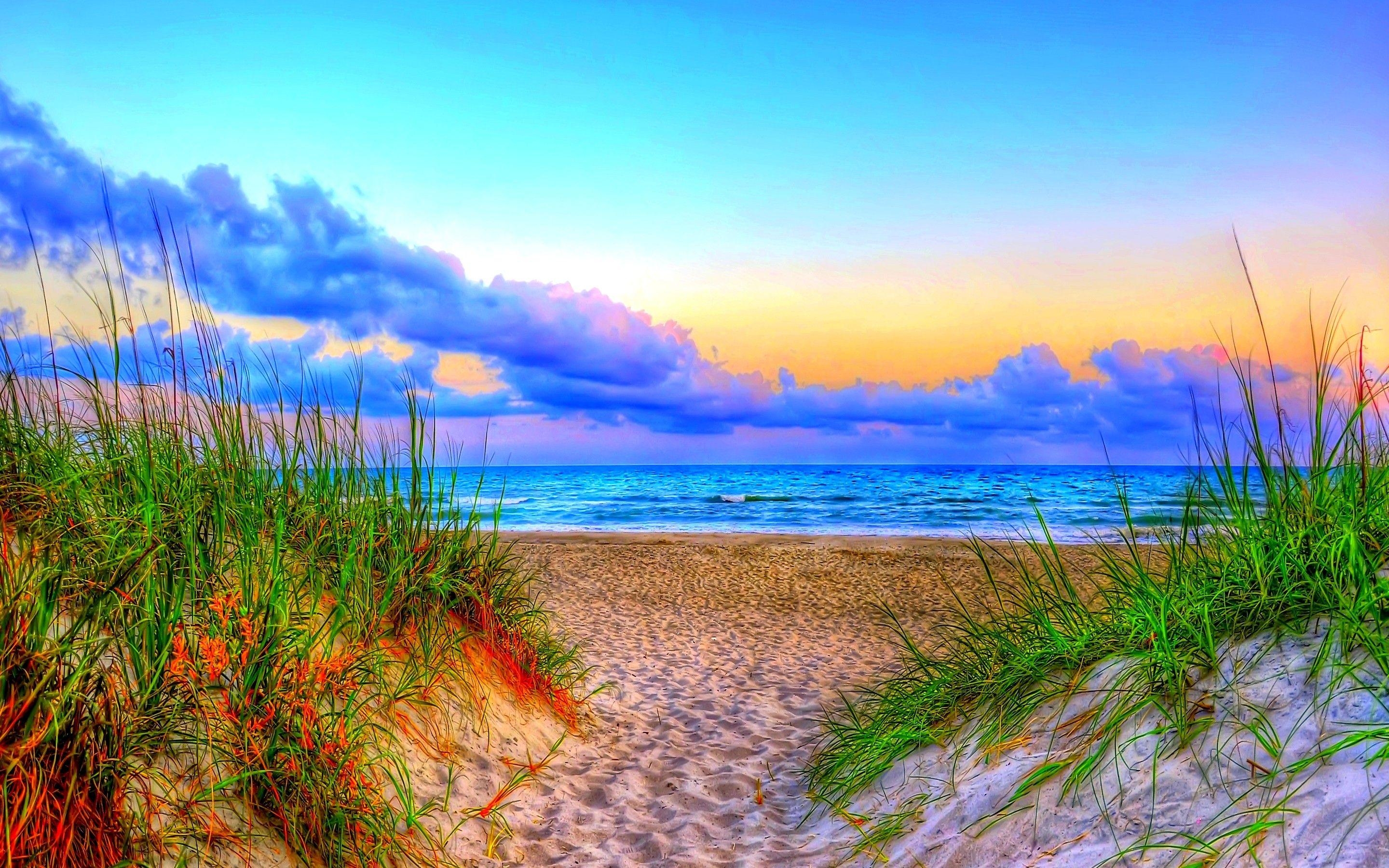 Strand, Sand, Blau, Wolken, Sommer, 2880x1800 HD Desktop