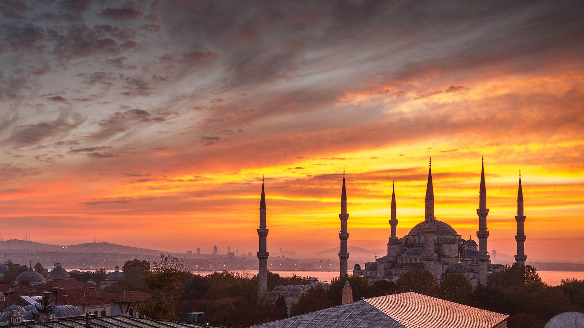 Hagia Sophia, Istanbul, Türkei, Sonnenuntergang, Museum, 1920x1080 Full HD Desktop