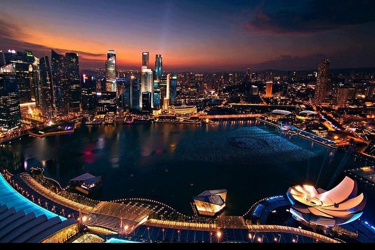 Singapur, Nacht, Stadtfarben, Skyline, Nachtansicht, 1200x800 HD Desktop