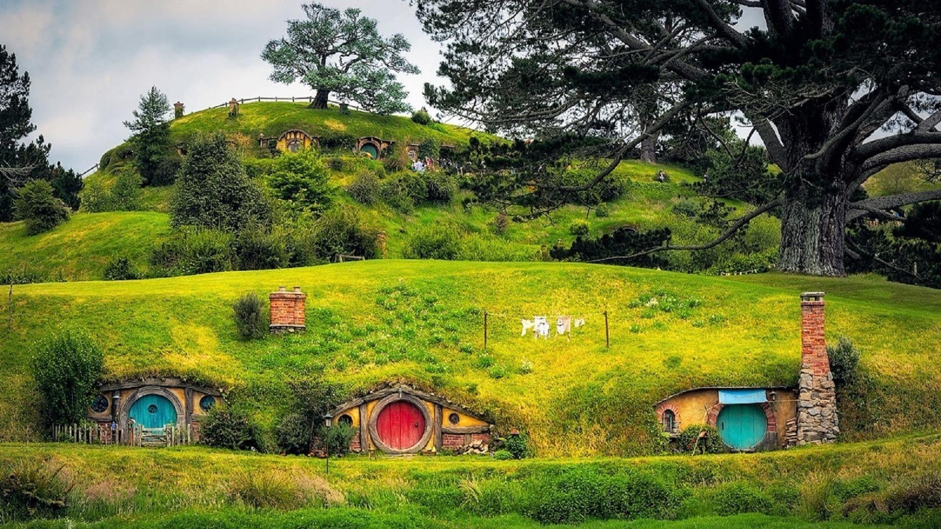 Hobbiton, Film, Hintergrund, Neuseeland, Landschaft, 1920x1080 Full HD Desktop