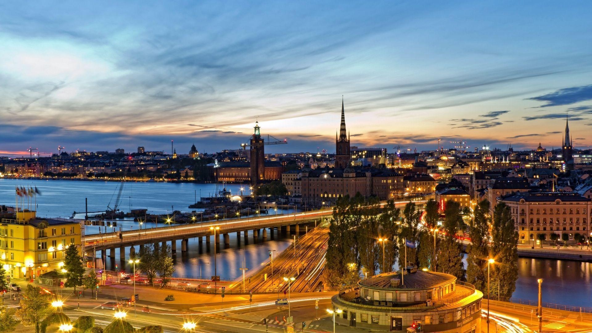 Stockholm, Altstadt, Wasser, Skyline, Schweden, 1920x1080 Full HD Desktop