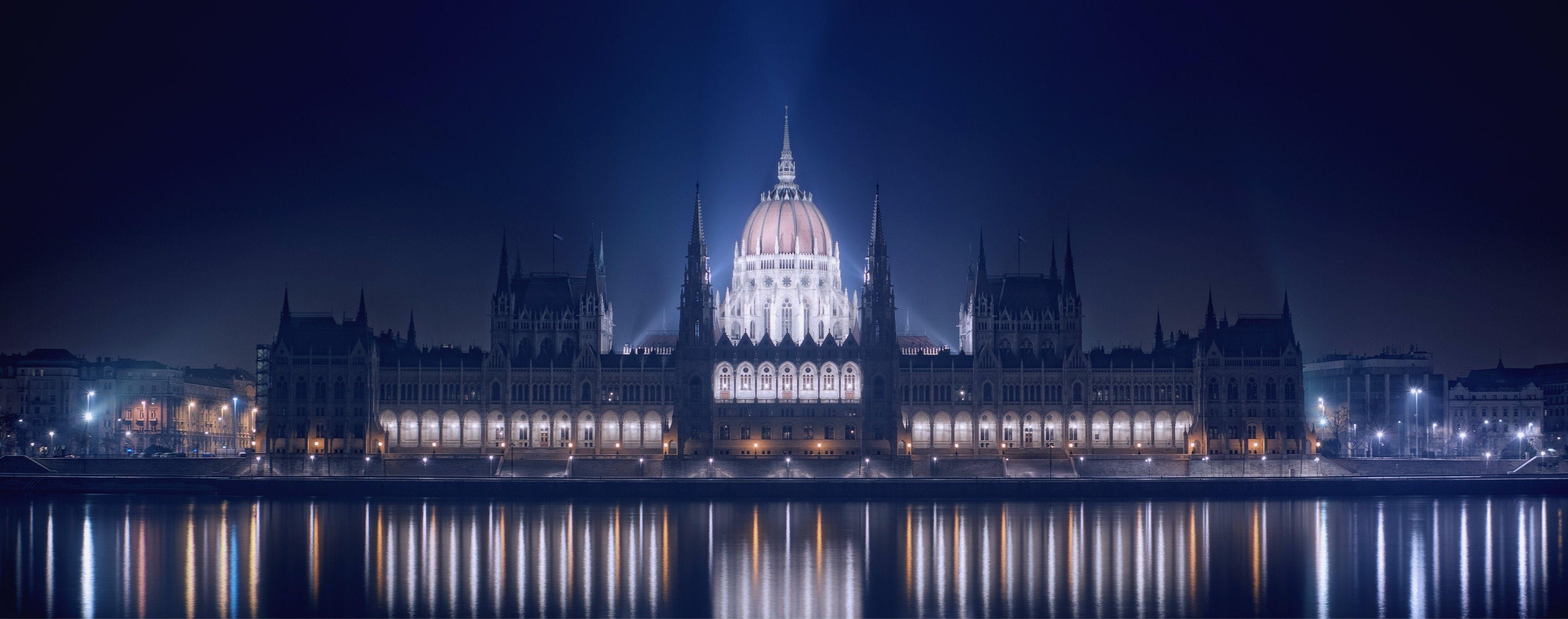 Ungarn Bauwerk, Parlament, Budapest, Architektur, Sehenswürdigkeit, 3990x1580 Dual Screen Desktop