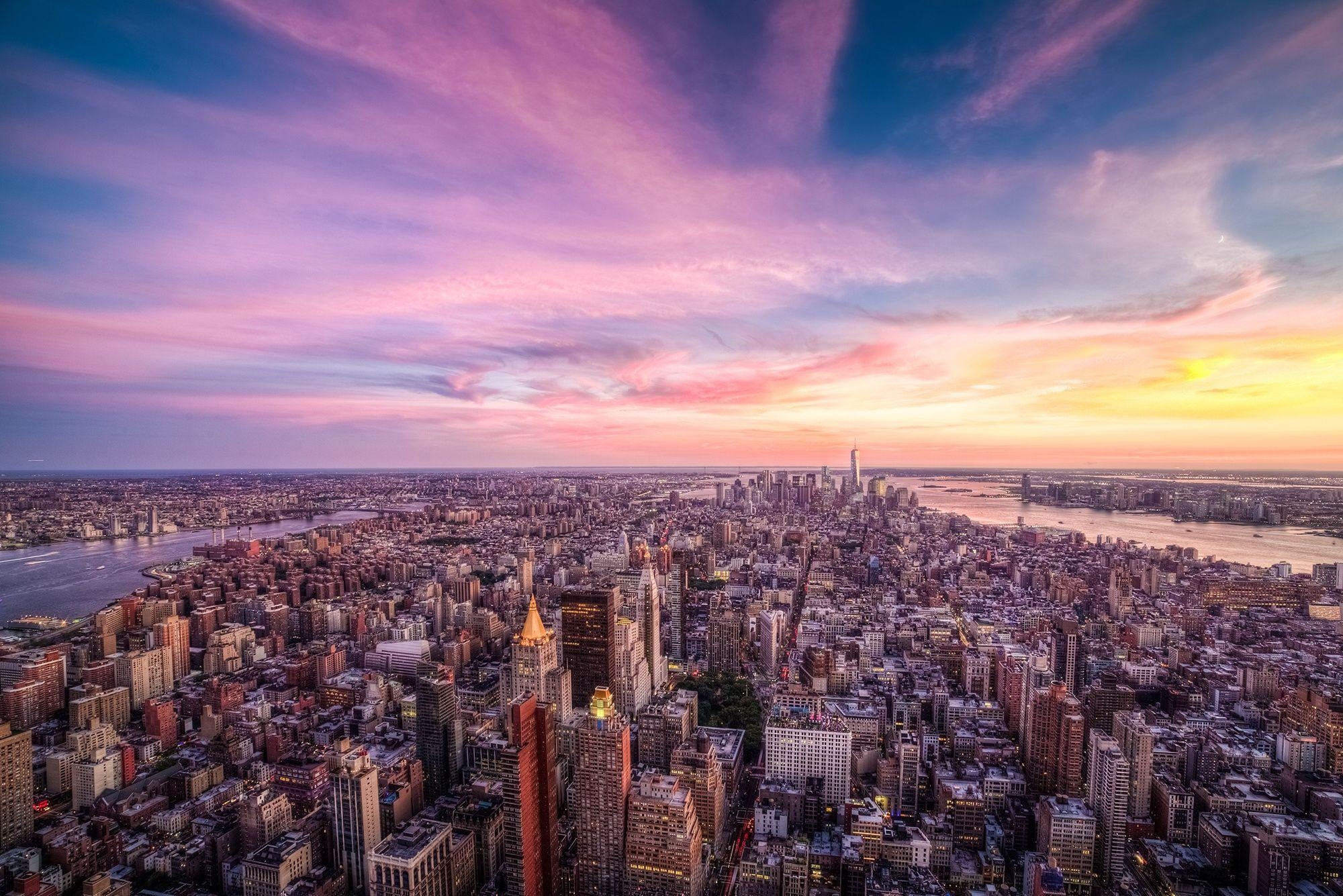 New York, Sonnenuntergang, Violett, USA, Desktop, 2000x1340 HD Desktop