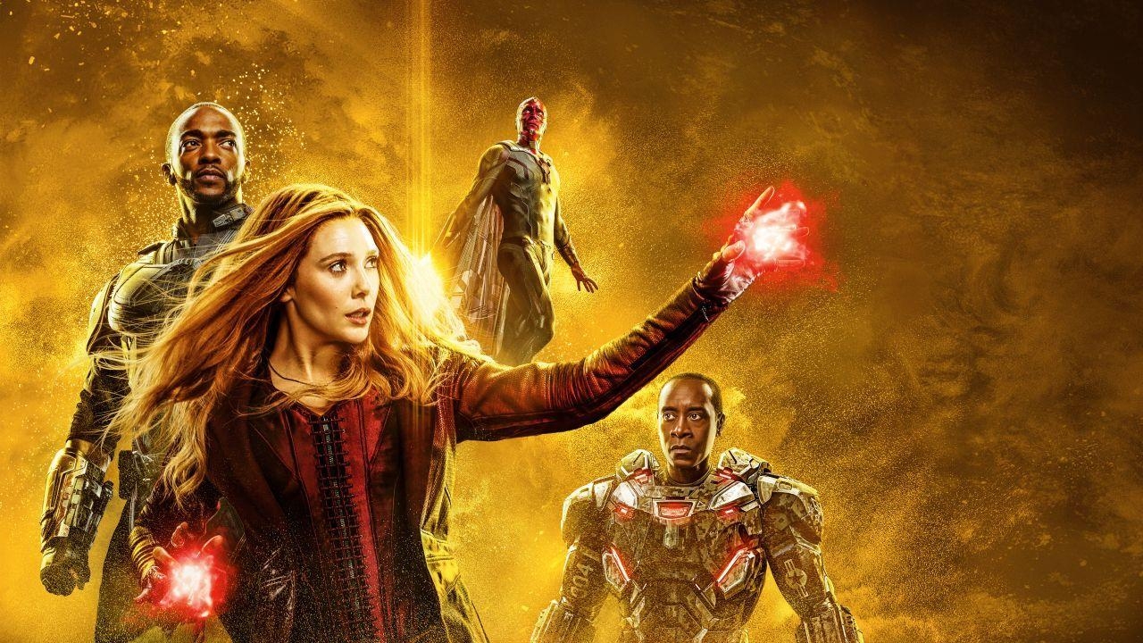 Avengers Endgame, Scarlet Witch, Vision, Falken, Krieg, 1280x720 HD Desktop