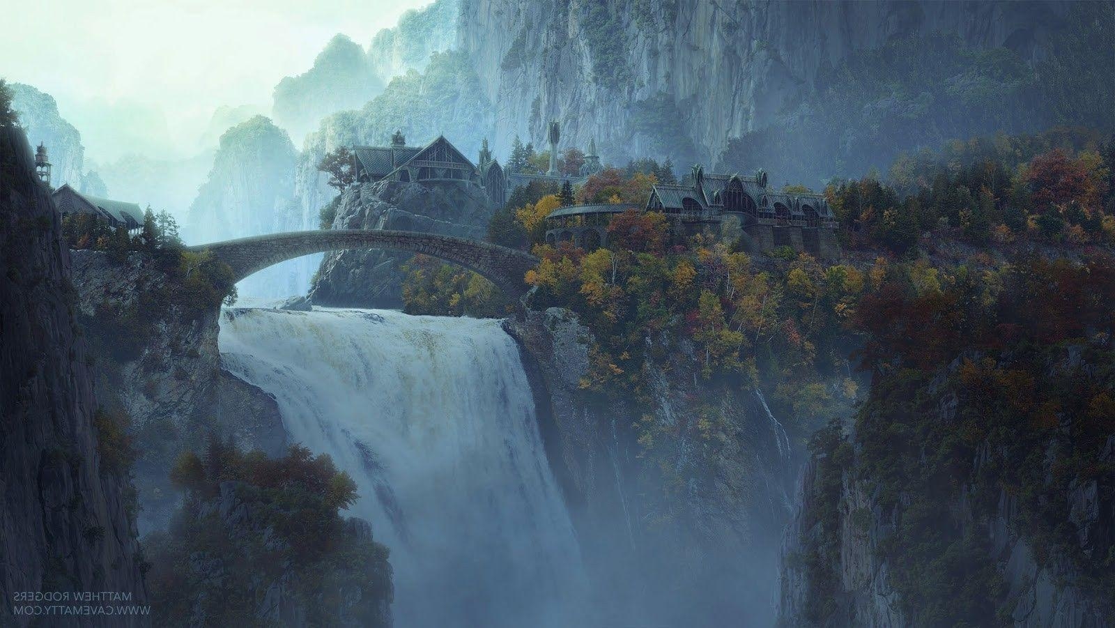 Wasserfall, Filme, Herr der Ringe, Rivendell, HD, 1600x910 HD Desktop