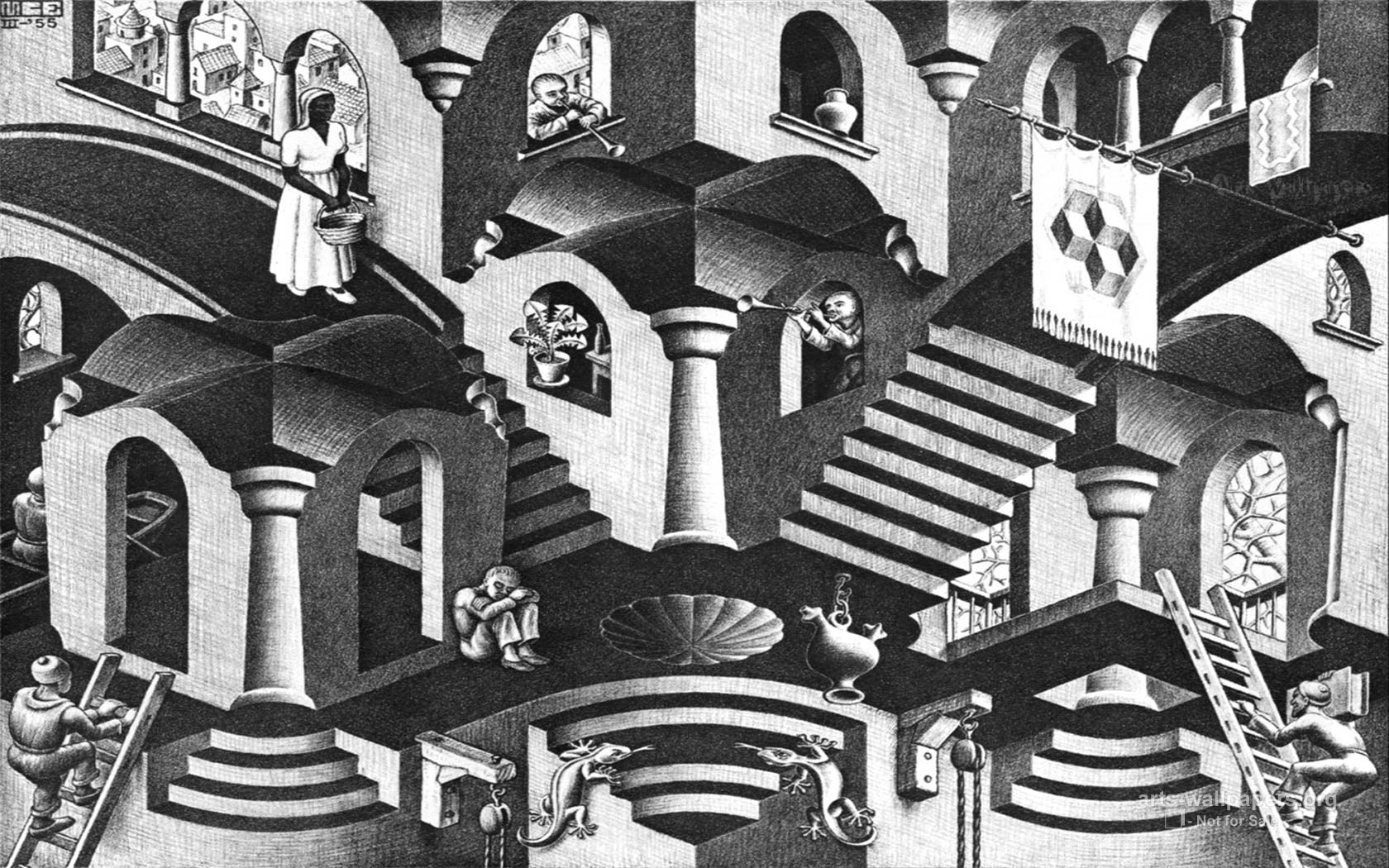 M.C. Escher, Themen, Kunst, Grafik, Surrealismus, 1680x1050 HD Desktop