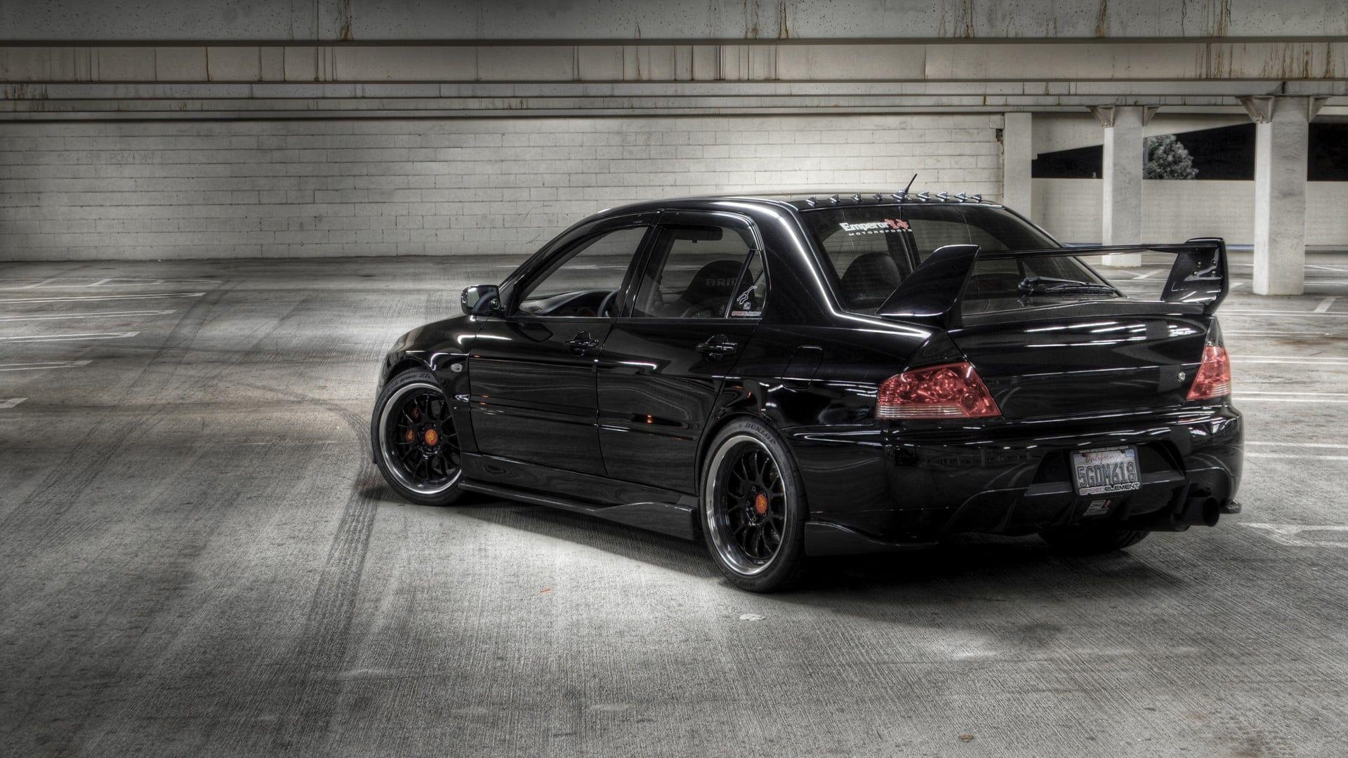 Schwarz, Limousine, Mitsubishi Lancer, Evo, Fahrzeug, 1920x1080 Full HD Desktop