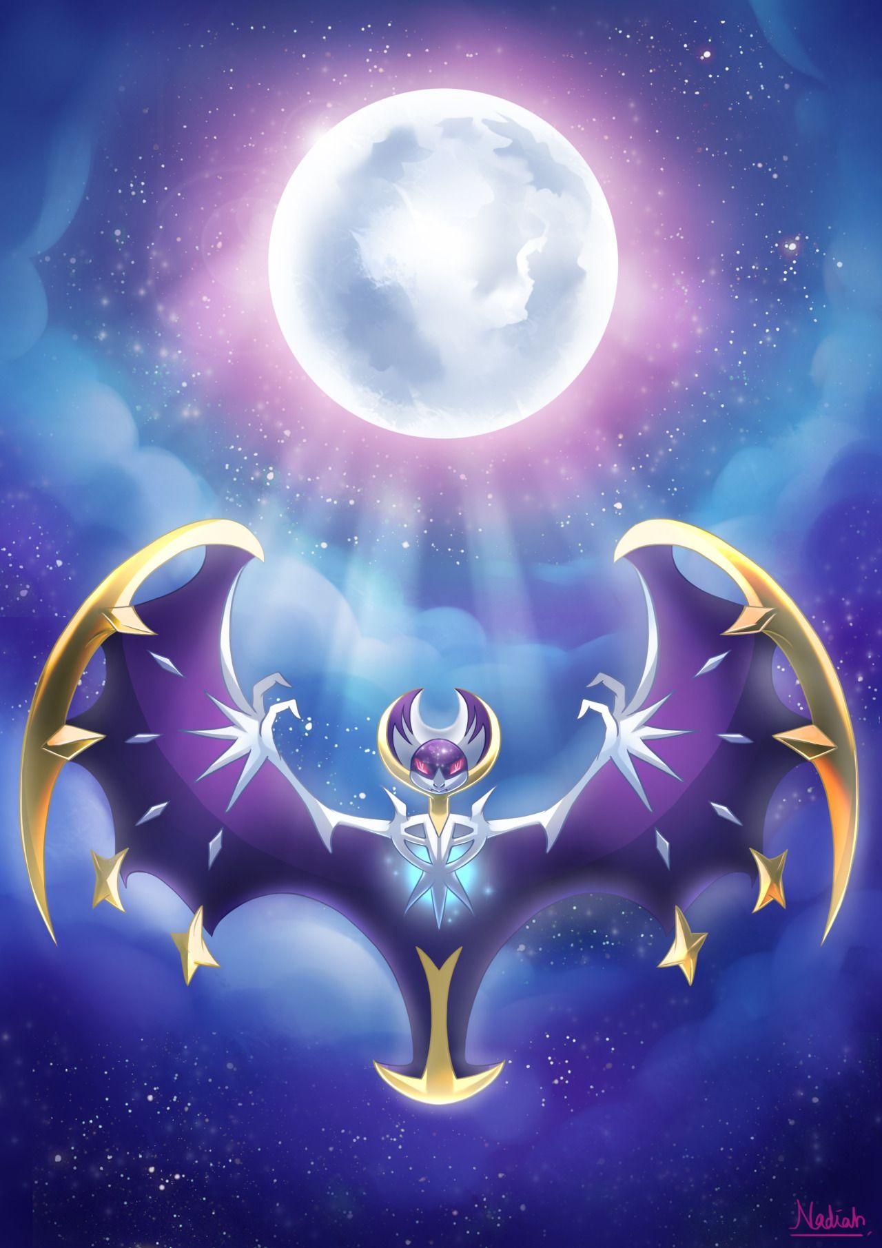 Lunala, Kisetsukaze, Kunst, Alola, Pokémon, 1280x1820 HD Handy