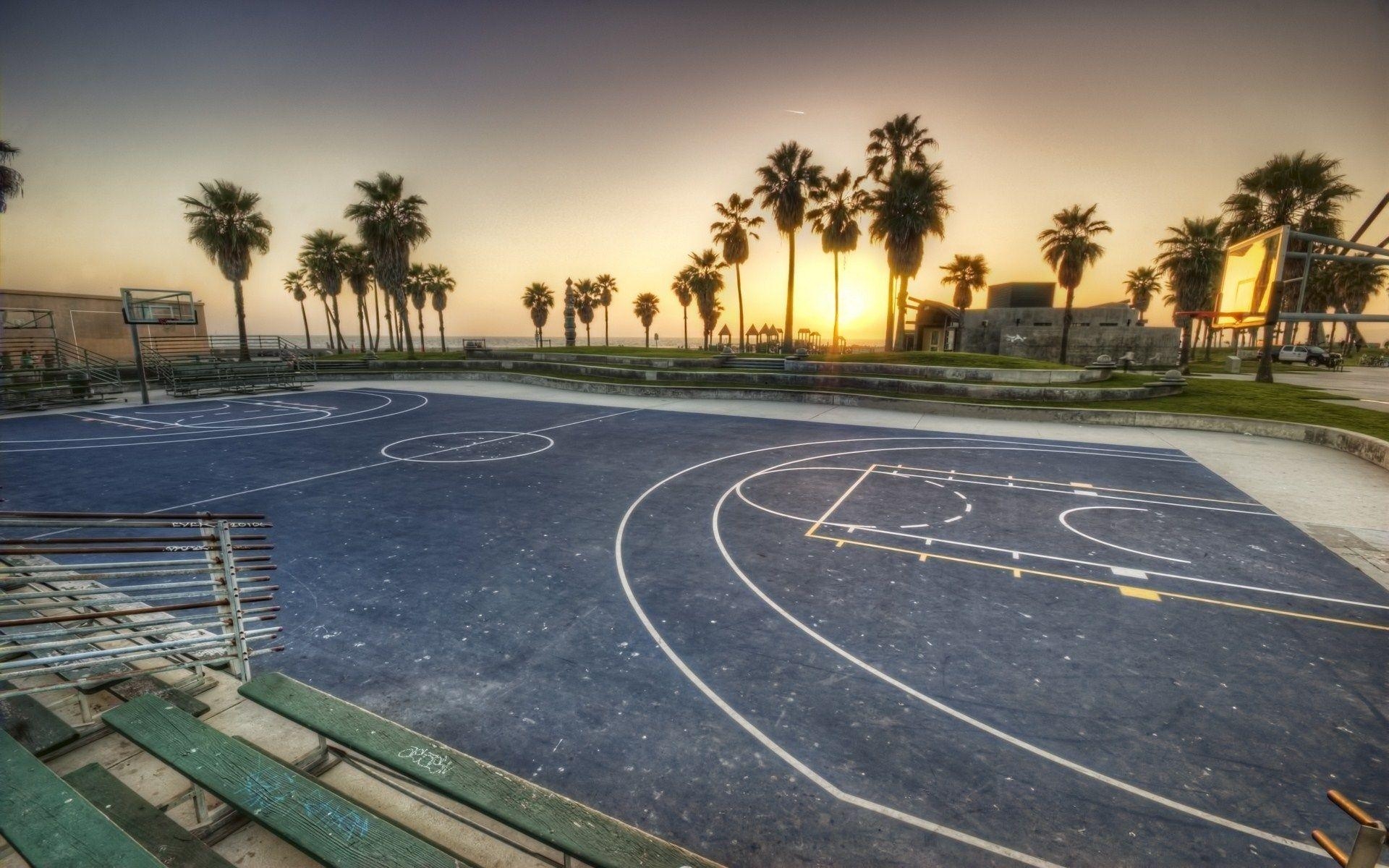 Venice Beach, Los Angeles, Basketballplatz, Meer, Energie, 1920x1200 HD Desktop