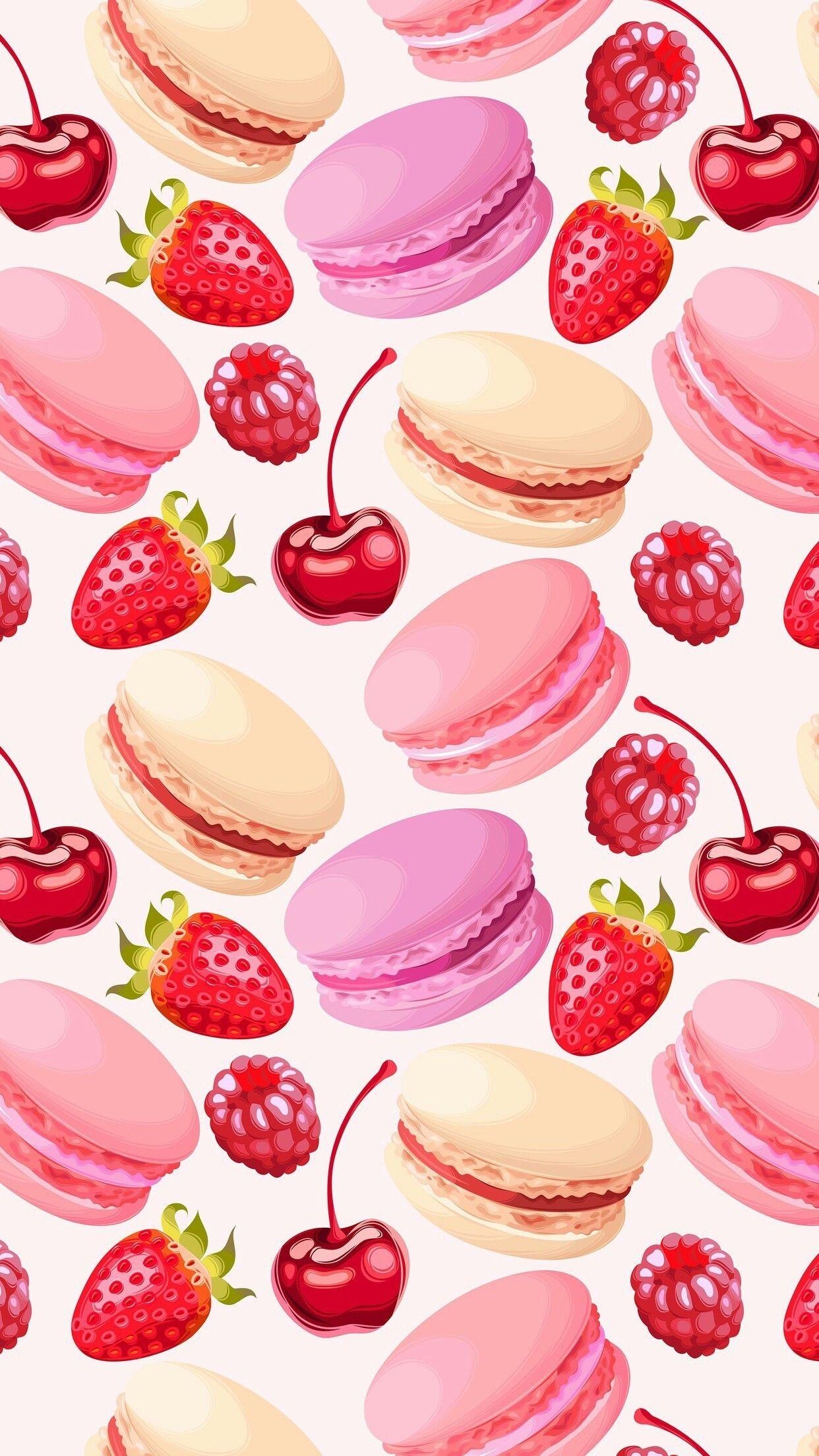 Kawaii, Erdbeere, süß, Hintergrund, Frucht, 1250x2210 HD Handy