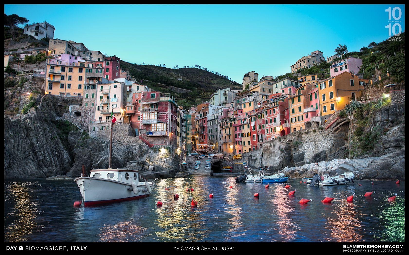 Riomaggiore, Cinque Terre, Italien, Dorf, Meer, 1680x1050 HD Desktop