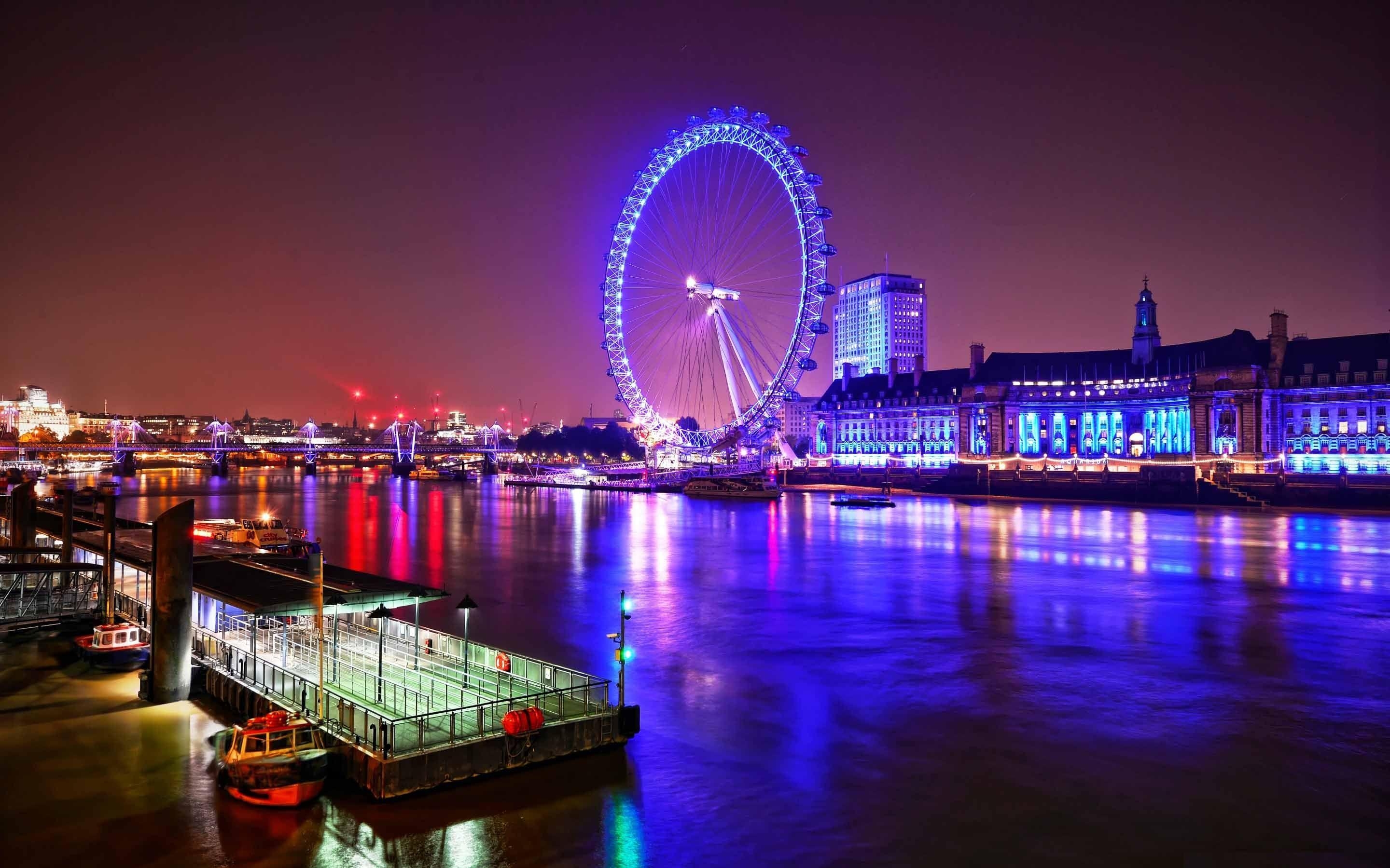 London Eye, Nacht, Mac, Hintergrund, Reisen, 2880x1800 HD Desktop