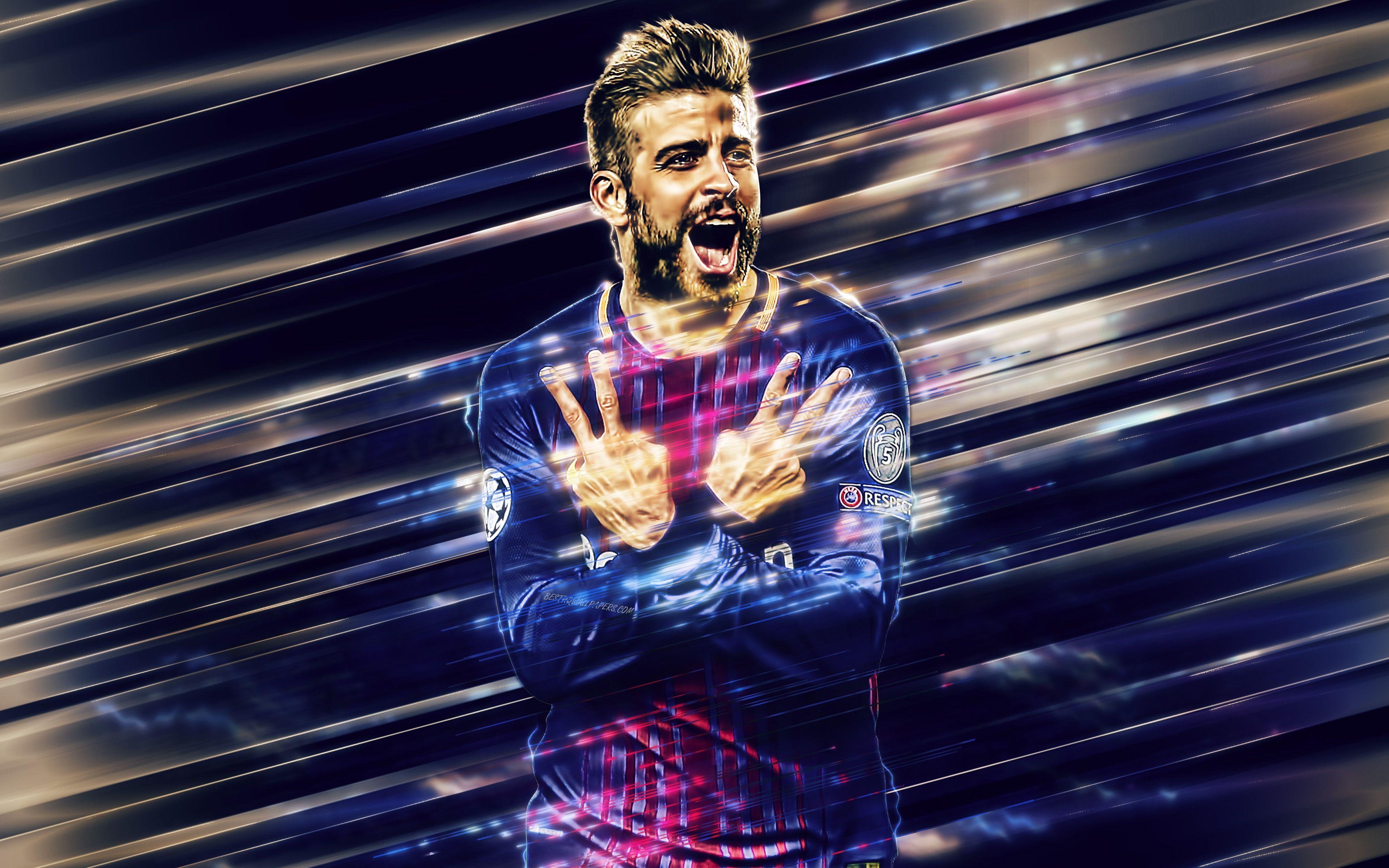 FC Barcelona, Gerard Piqué, Kunst, spanischer Spieler, 4K, 3840x2400 4K Desktop