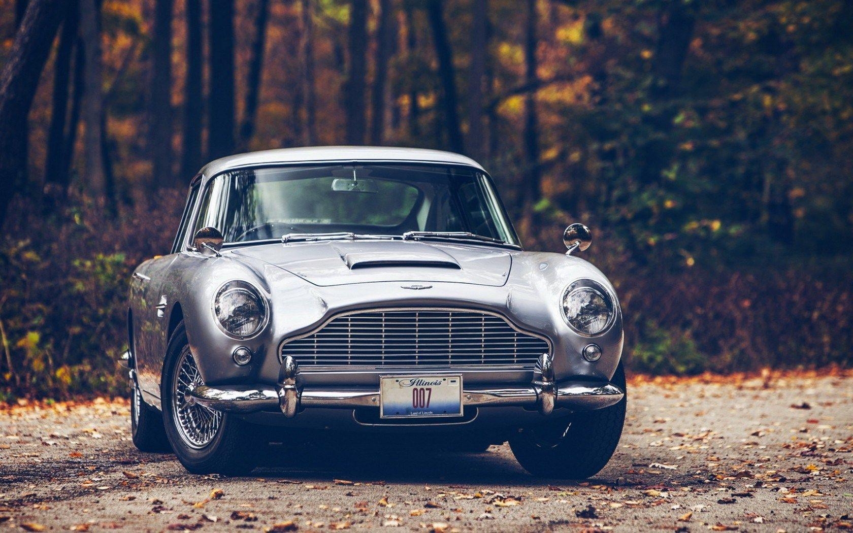 Aston Martin DB5, Retro, Auto, Wald, Herbst, 1680x1050 HD Desktop