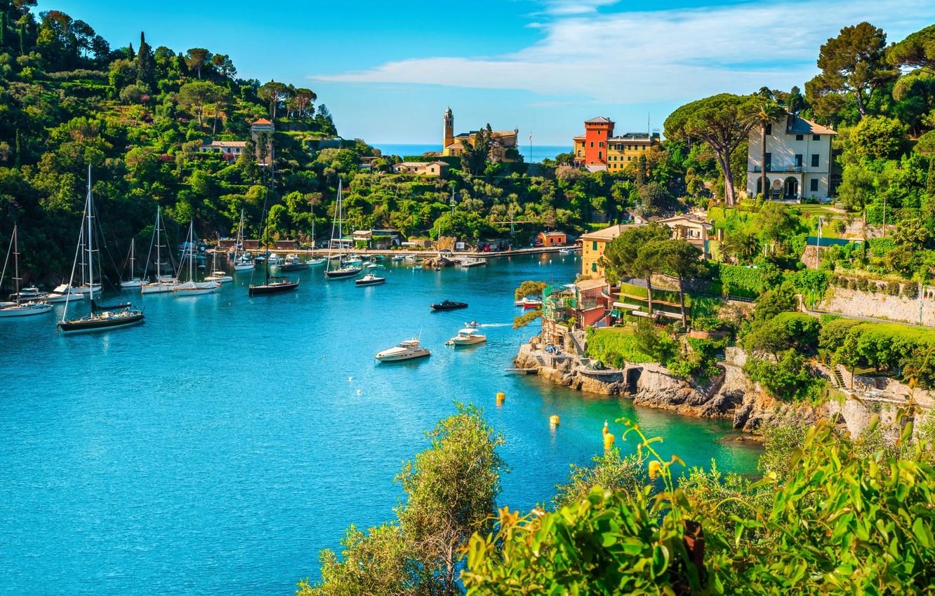 Portofino, Ligurien, Meer, Yachten, Italien, 1340x850 HD Desktop