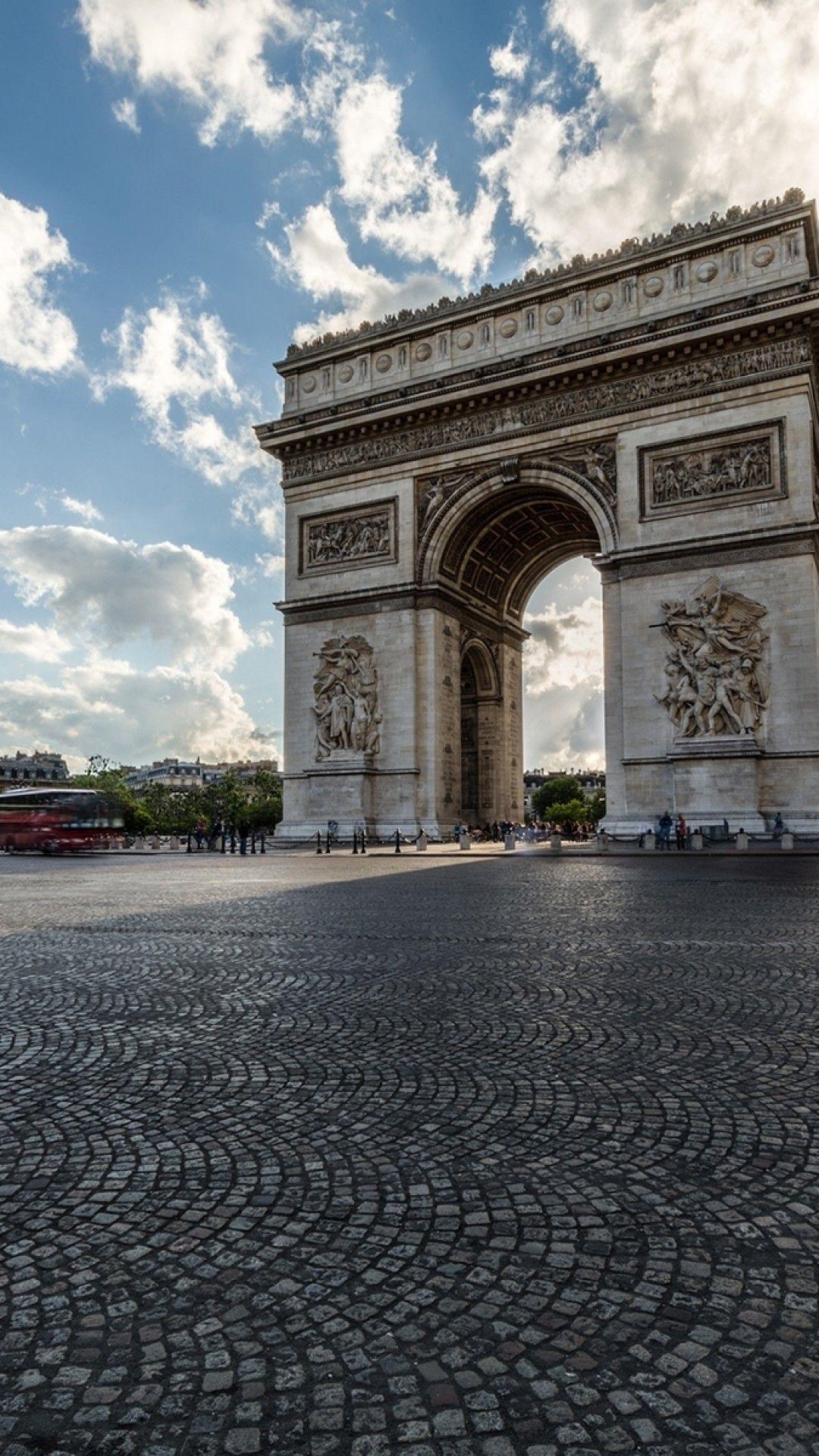 Arc de Triomphe, Frankreich, Paris, Himmel, Wolken, 1080x1920 Full HD Handy