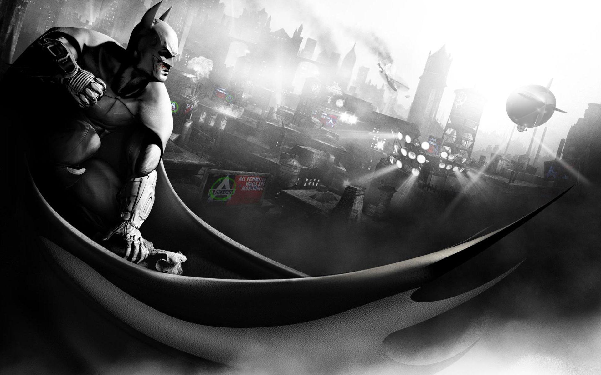 Videospiel, Schwarz, Weiß, Batman Arkham City, Modus, 1920x1200 HD Desktop