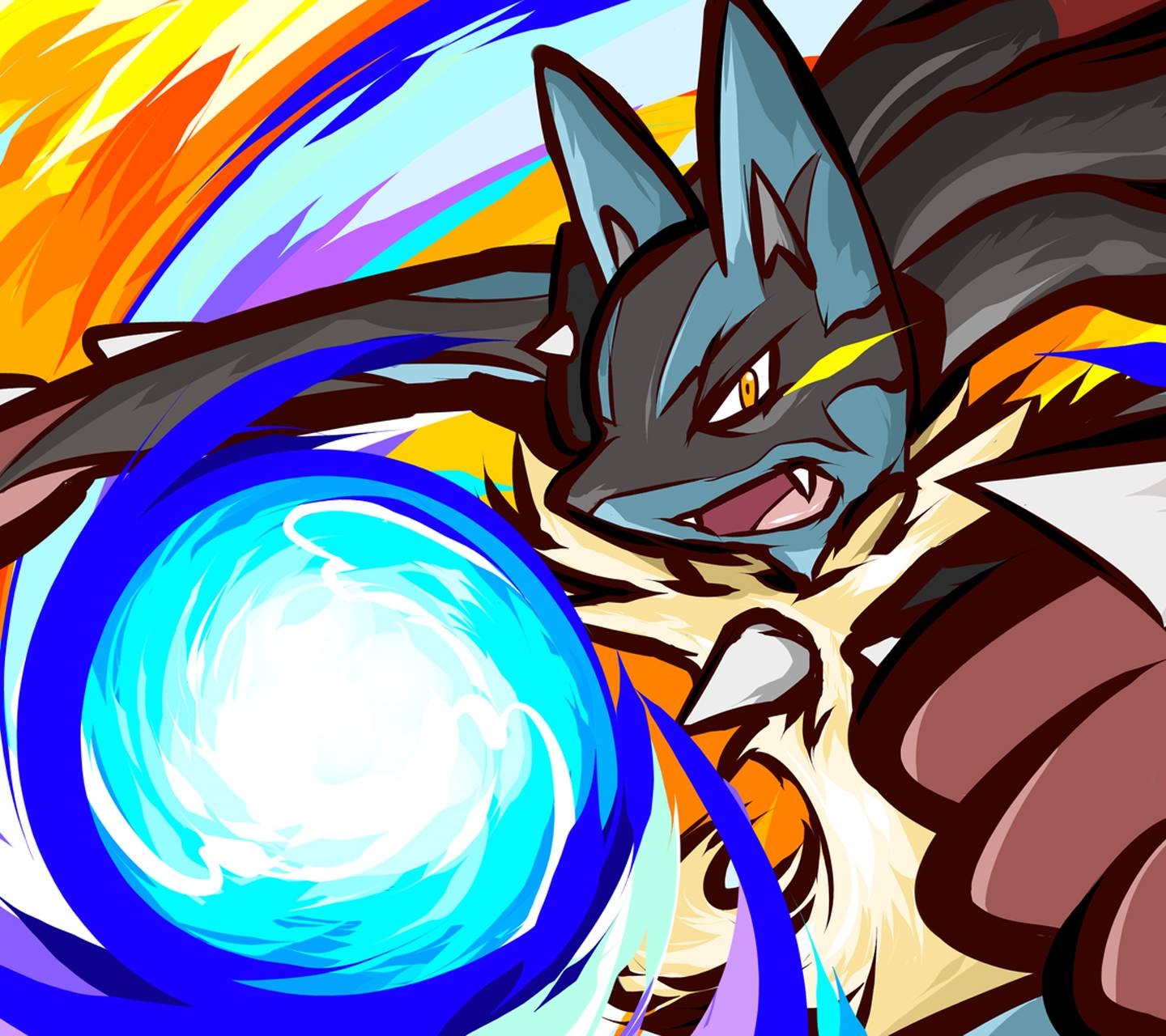 Mega Lucario, Anime, Stil, Fantasie, Kraft, 1440x1280 HD Desktop