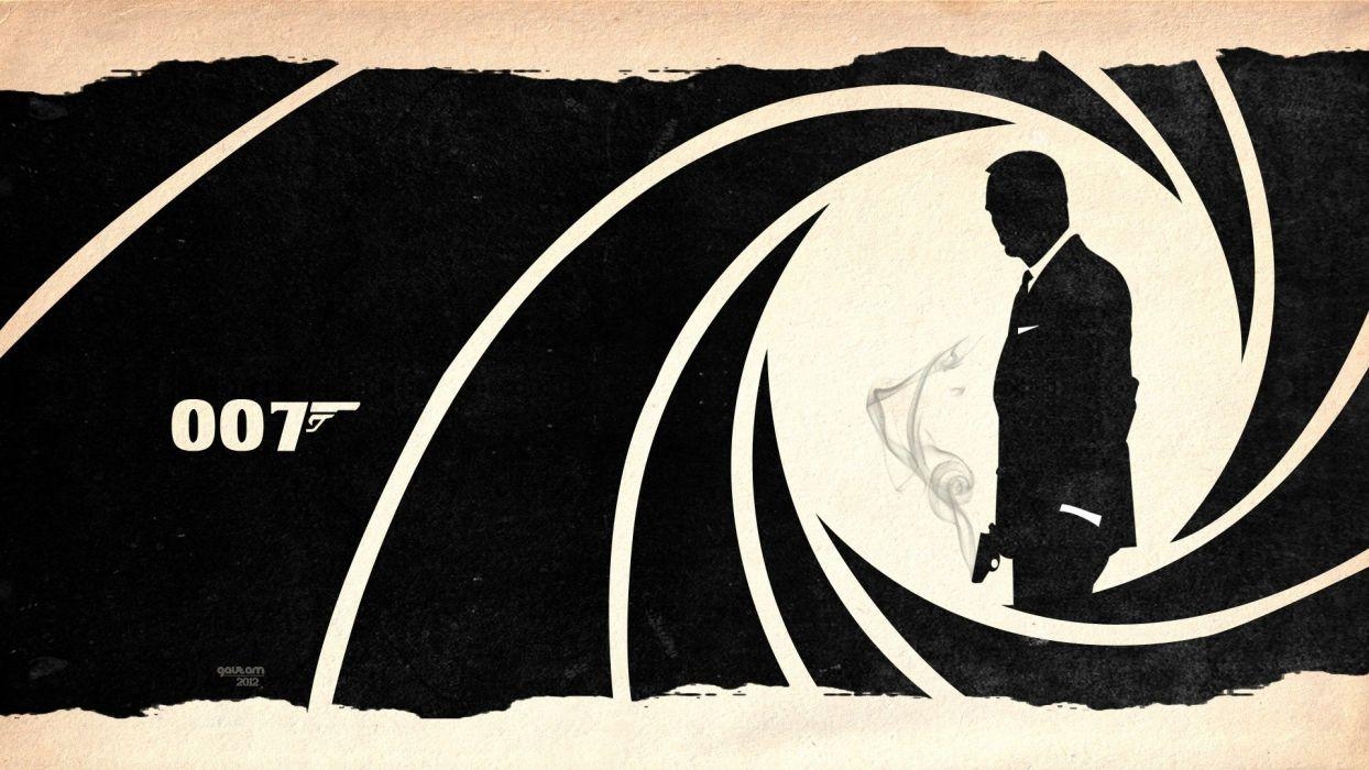 James Bond, Waffen, Silhouetten, Rauch, Skyfall, 1250x700 HD Desktop