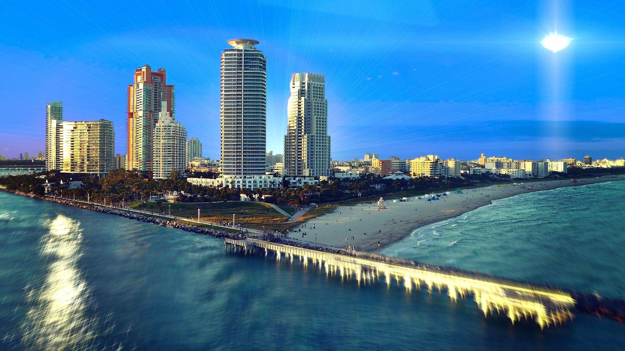 Miami, Hintergrund, HD, Sonne, Reisen, 2050x1160 HD Desktop