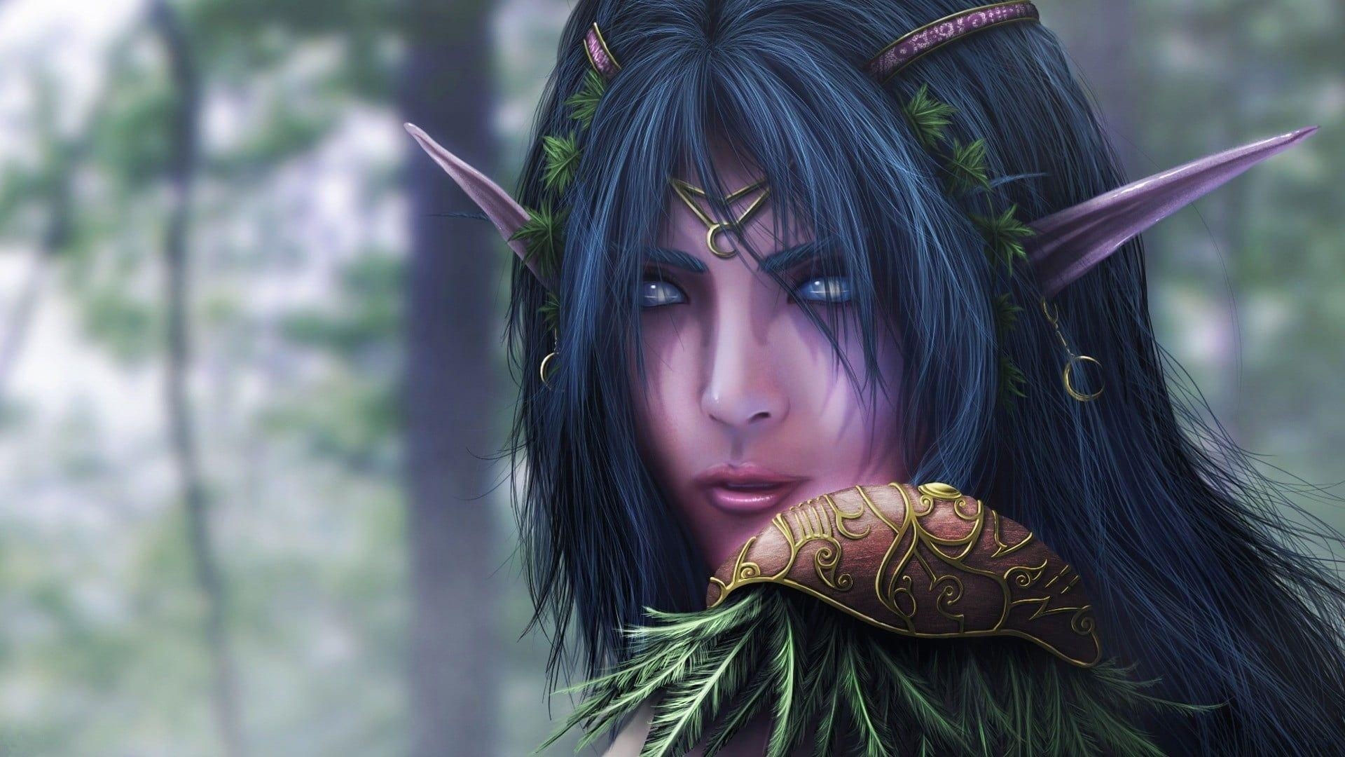 Weiblicher Elf, Charakter, Fantasy, HD, Illustration, 1920x1080 Full HD Desktop