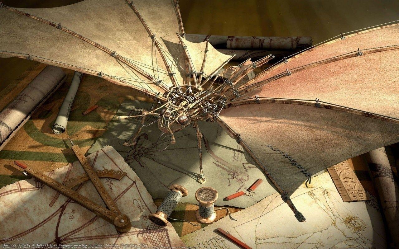 Aerial Screw, Leonardo da Vinci, Flugmaschinen, Erfindungen, 1280x800 HD Desktop