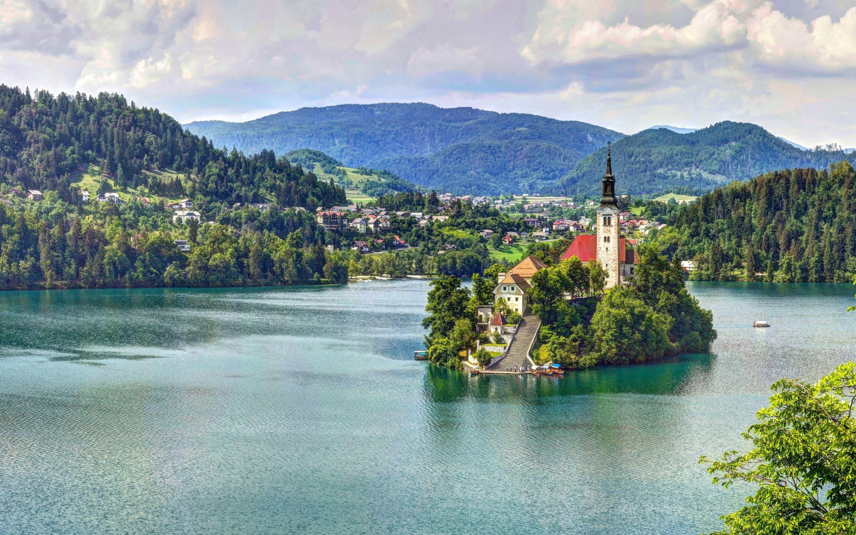 Lake Bled, Marienkirche, Slowenien, Winter, hochauflösend, 2880x1810 HD Desktop